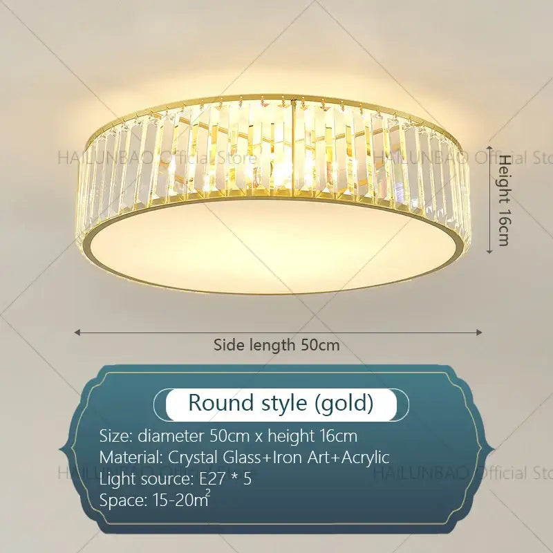 Cloud shaped gold crystal zen ceiling light for living room