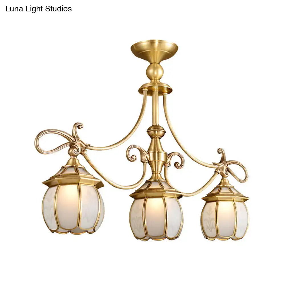 Colonial gold 3-light lantern island light for dining room