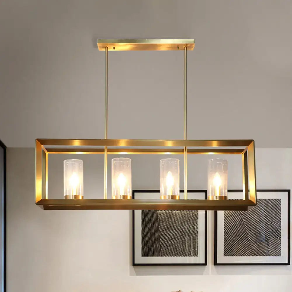 Colonial gold metal cage island ceiling light kitchen chandelier