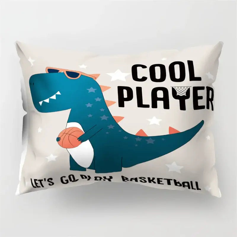 Colorful cartoon dinosaur pillowcase kids bedroom decor