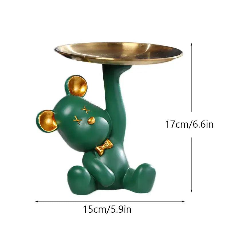 Colorful resin bear house entry tray keys receiver for living room