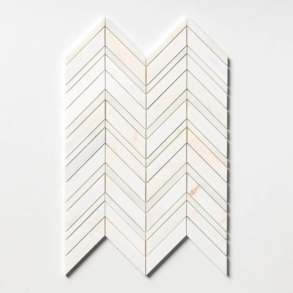 Flecked Canvas Honed Chevron Fusion Marble Mosaics 16x11 7/8