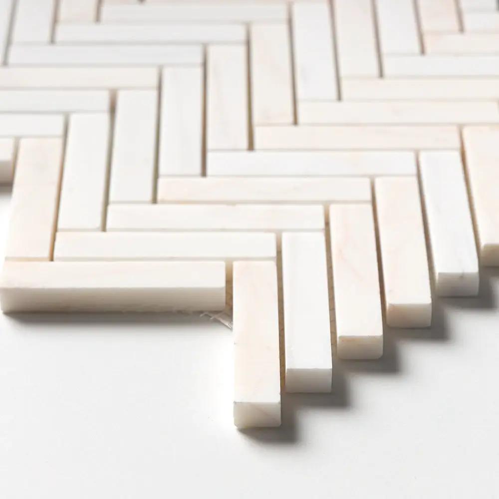 Flecked Canvas Honed Herringbone 5/8x3 Marble Mosaics 10 7/16x12 13/16