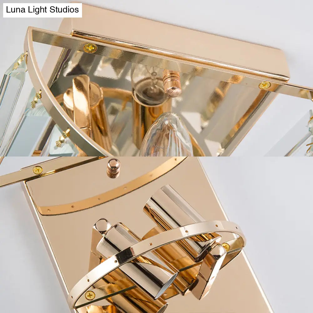 DecorBites™ Contemporary 2-Light Crystal Block Wall Lamp: Elegant Clear Sconce for Dining Room