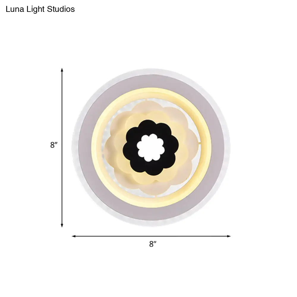 DecorBites™ Contemporary Acrylic Round LED Wall Sconce - White Bedside Lamp Fixture