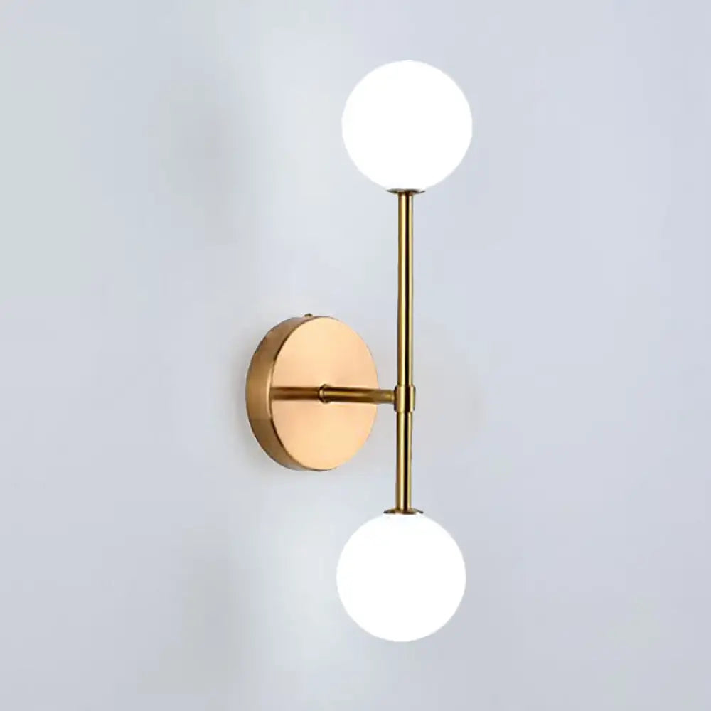 DecorBites™ Contemporary Black/Gold Ball Sconce Light - Opal Glass, LED, Flush Mount, 2 Lights