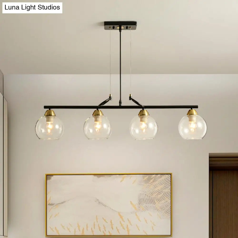 DecorBites™ Contemporary Black Hanging Chandelier with Clear/Prismatic Glass, 3/4 Bulbs - Modern Pendant Light Kit for Dining Hall
