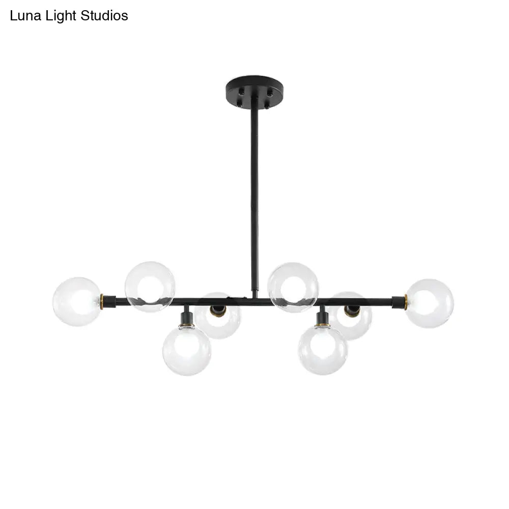 DecorBites™ Contemporary Black Kitchen Island Lamp: Sleek 8-Head Hanging Light Kit with Clear Glass Shade