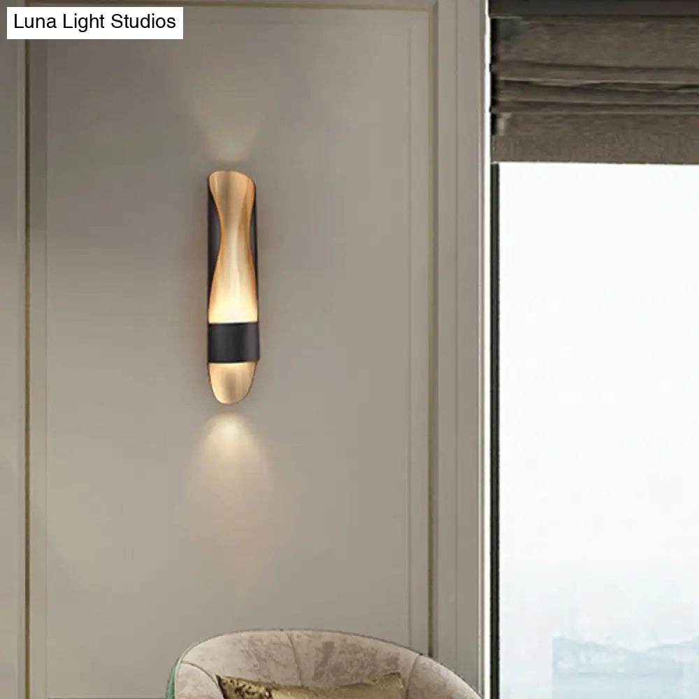 DecorBites™ Contemporary Black LED Metal Wall Sconce with Twisted Tube Design