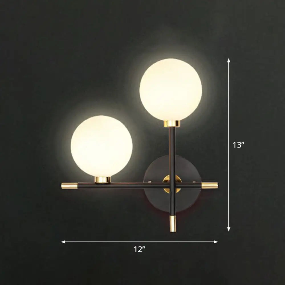 DecorBites™ Contemporary Black Opal Glass Ball Bedside Sconce - Wall Mounted Light