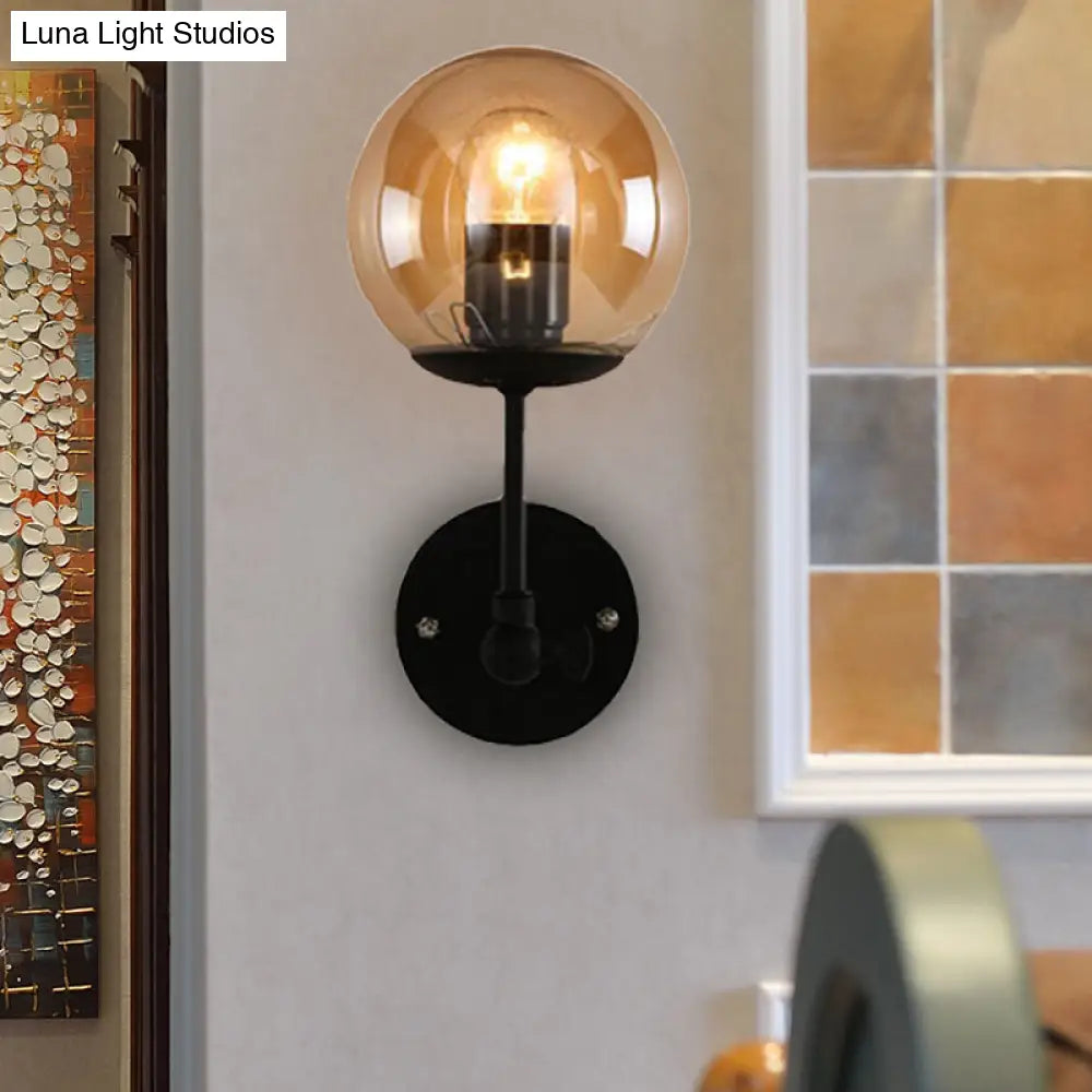 DecorBites™ Contemporary Black Wall Sconce with Globe Glass Shade