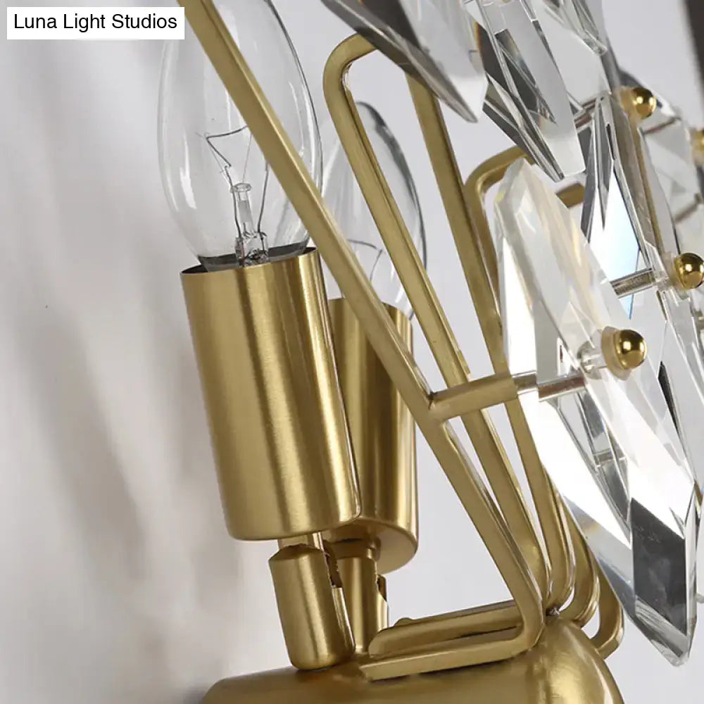 Contemporary brass crystal sputnik wall sconce for living room