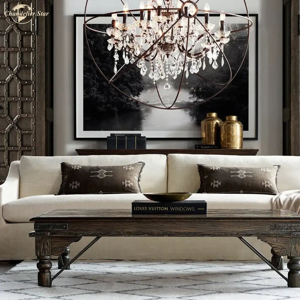 Contemporary bronze crystal led chandelier dining room pendant light