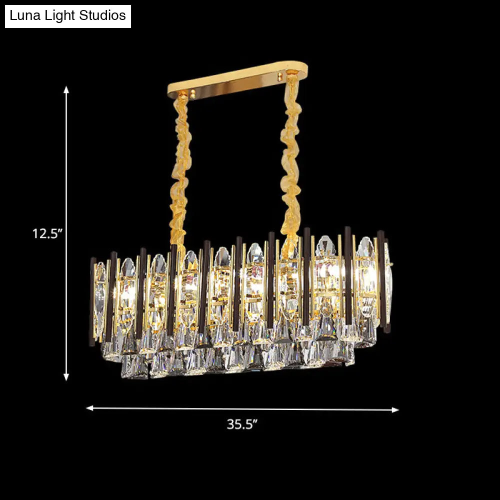 DecorBites™ Contemporary Crystal Cone Island Light Fixture with Gold Finish - 10 Bulbs, Ceiling Suspension Lamp