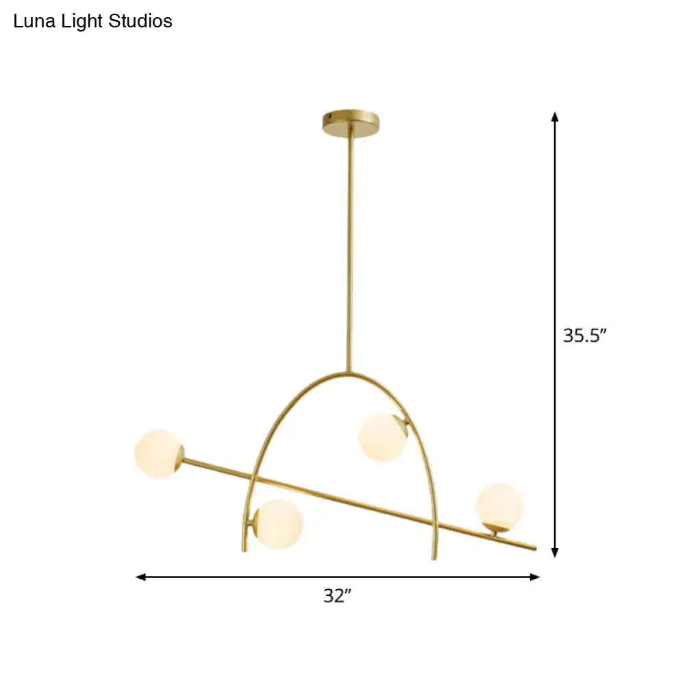 Contemporary gold cream glass chandelier lamp – dining room lighting