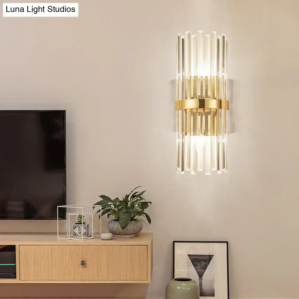 Contemporary gold crystal cylinder design wall lamp living room