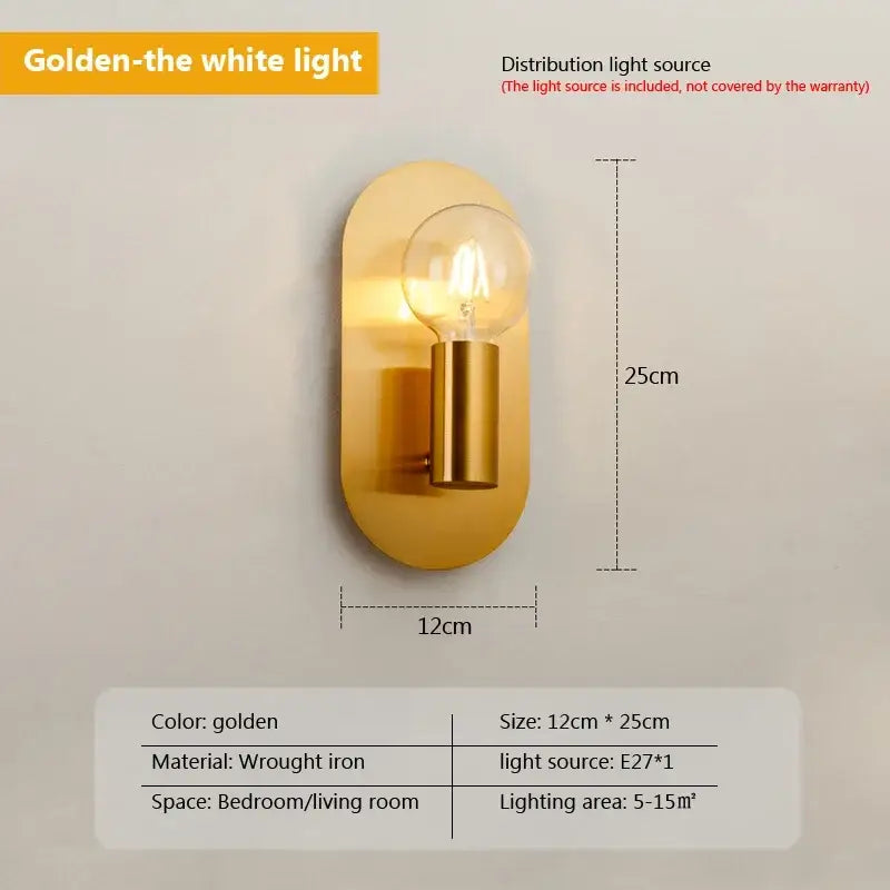 Contemporary gold led wall lamp for living room with filament bulb