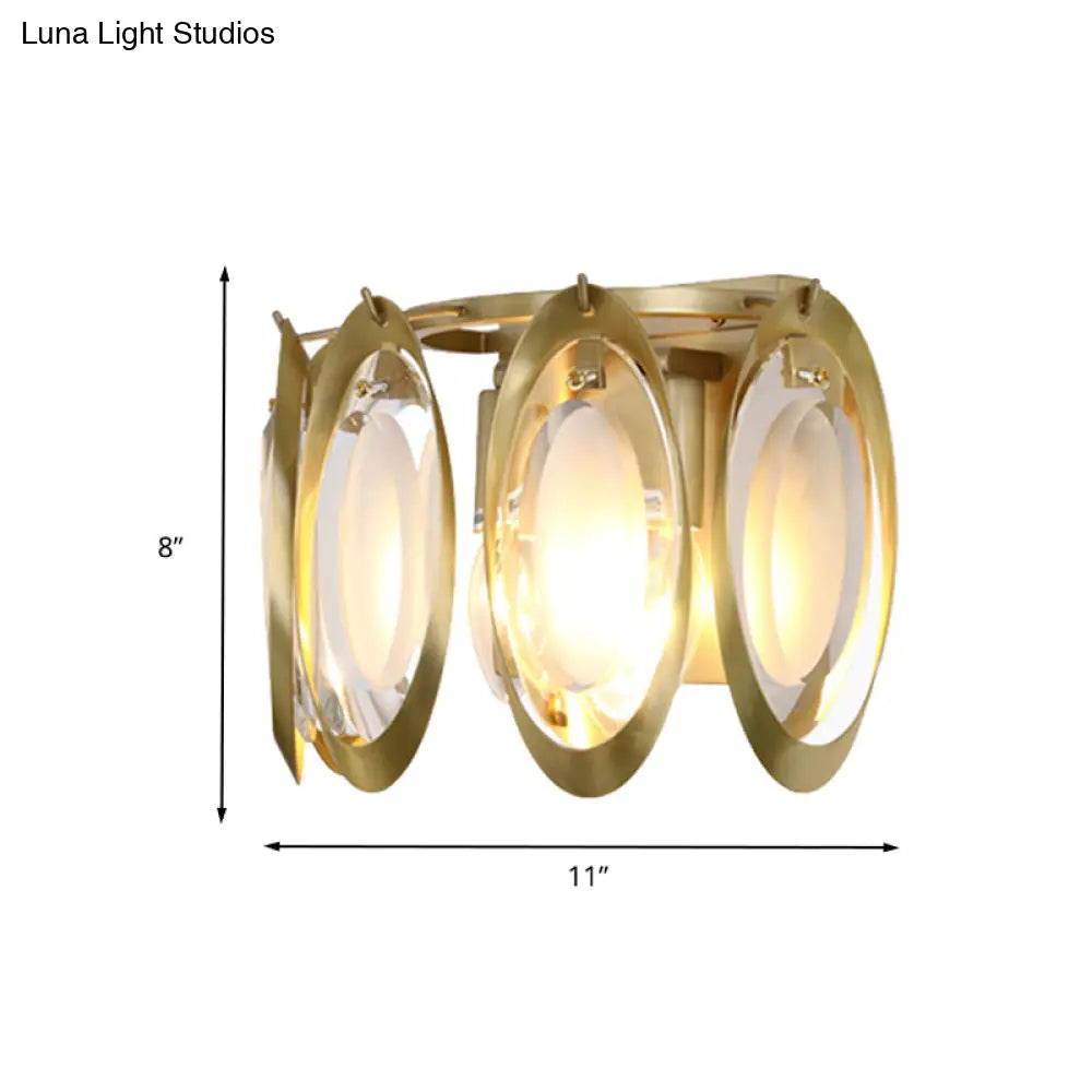 DecorBites™ Contemporary Gold Oval Sconce with Cut Crystal Detail - Perfect Wall Fixture for Living Room Lighting
