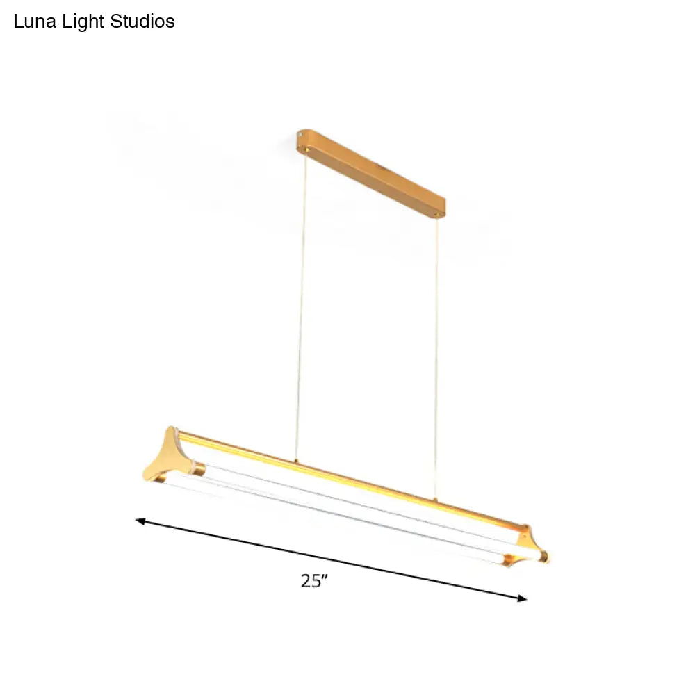DecorBites™ Contemporary Gold Tube Chandelier: LED Pendant Lamp for Living Room (25"/40.5"/32.5" Width) – Warm/White Light