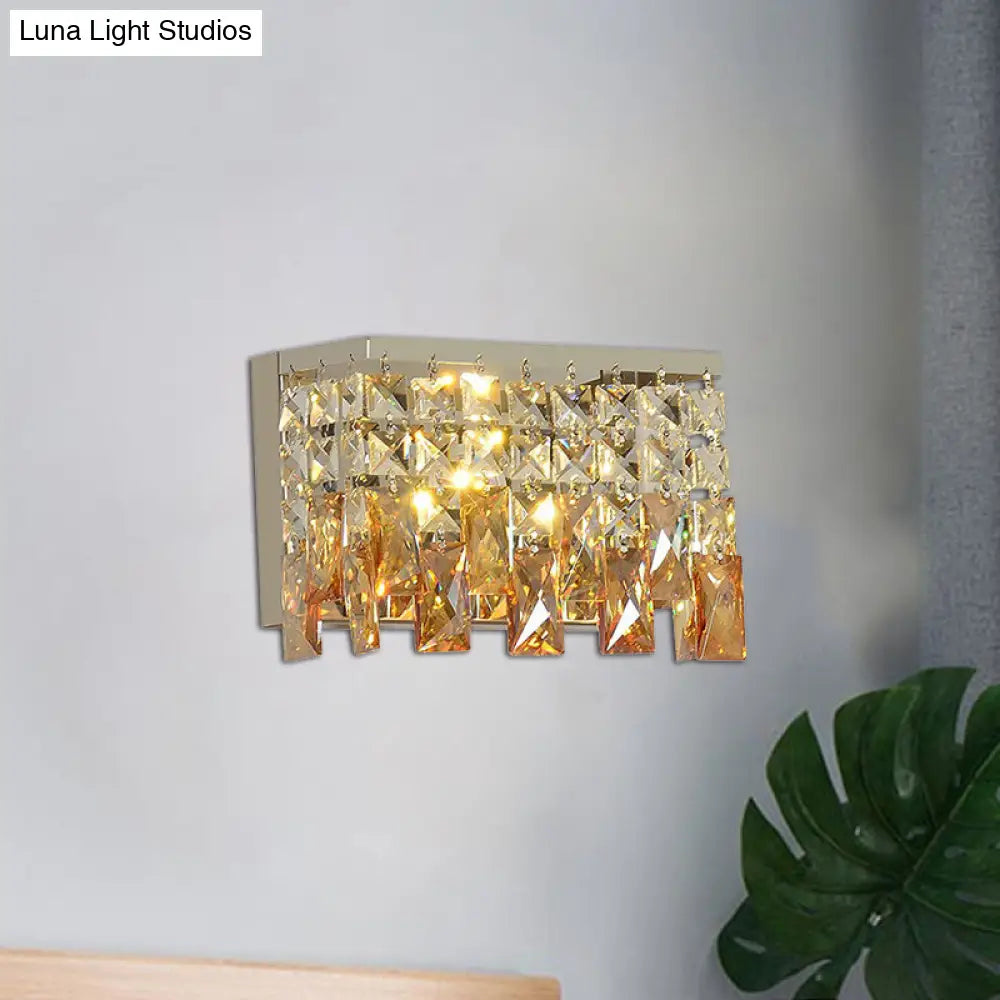 DecorBites™ Contemporary LED Wall Lamp with Amber Crystal Shade - Perfect for Corridors