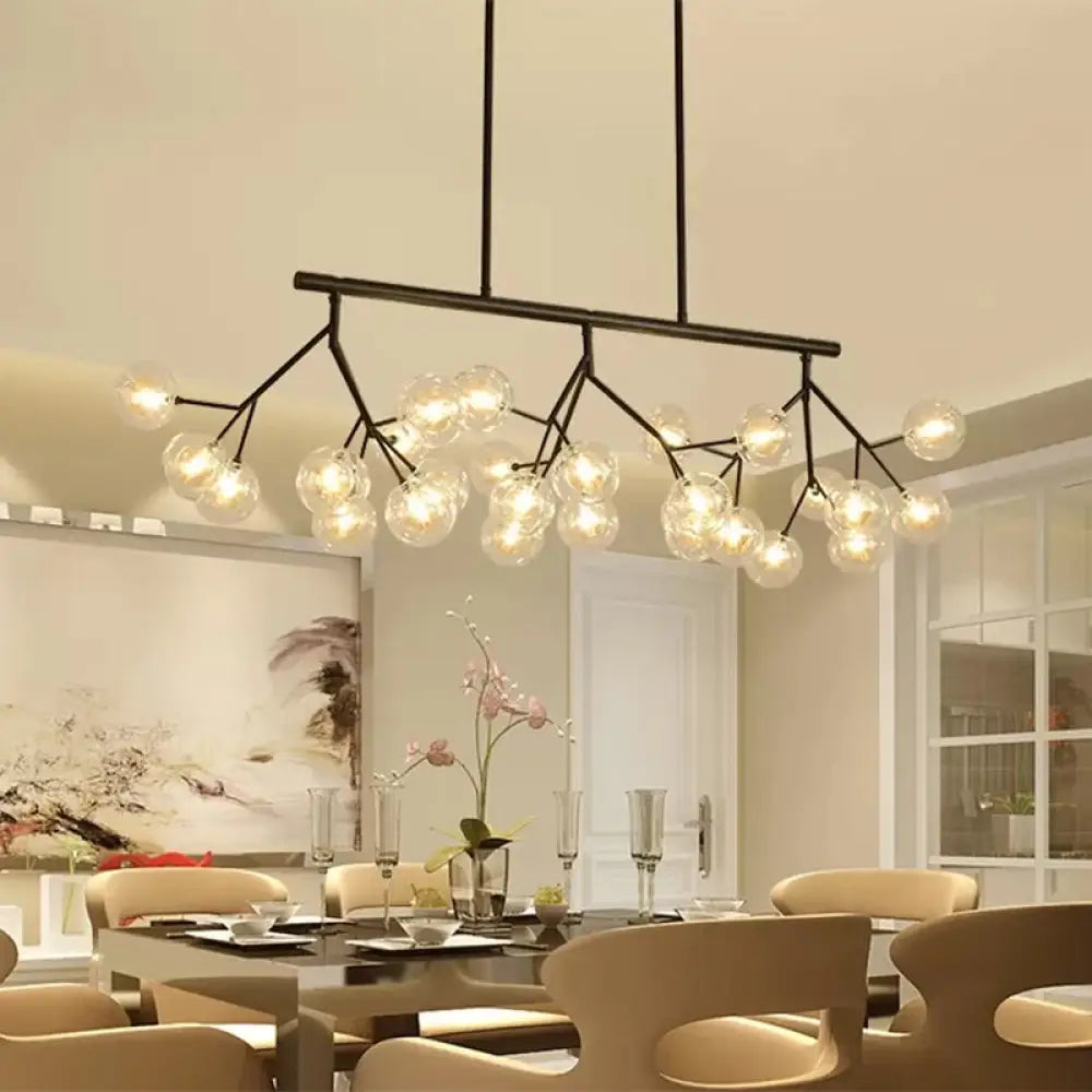 DecorBites™ Contemporary Metal Hanging Chandelier with Black Finish - 27 Bubbles Island Lighting
