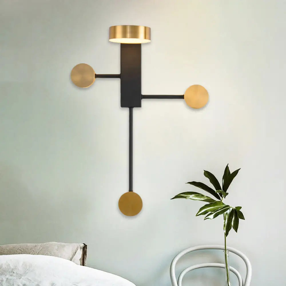 DecorBites™ Contemporary Metal LED Circular Wall Sconce - Black, Warm/White Light