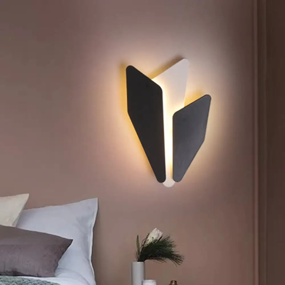DecorBites™ Contemporary Metal LED Wall Sconce in Black- Warm/White Light