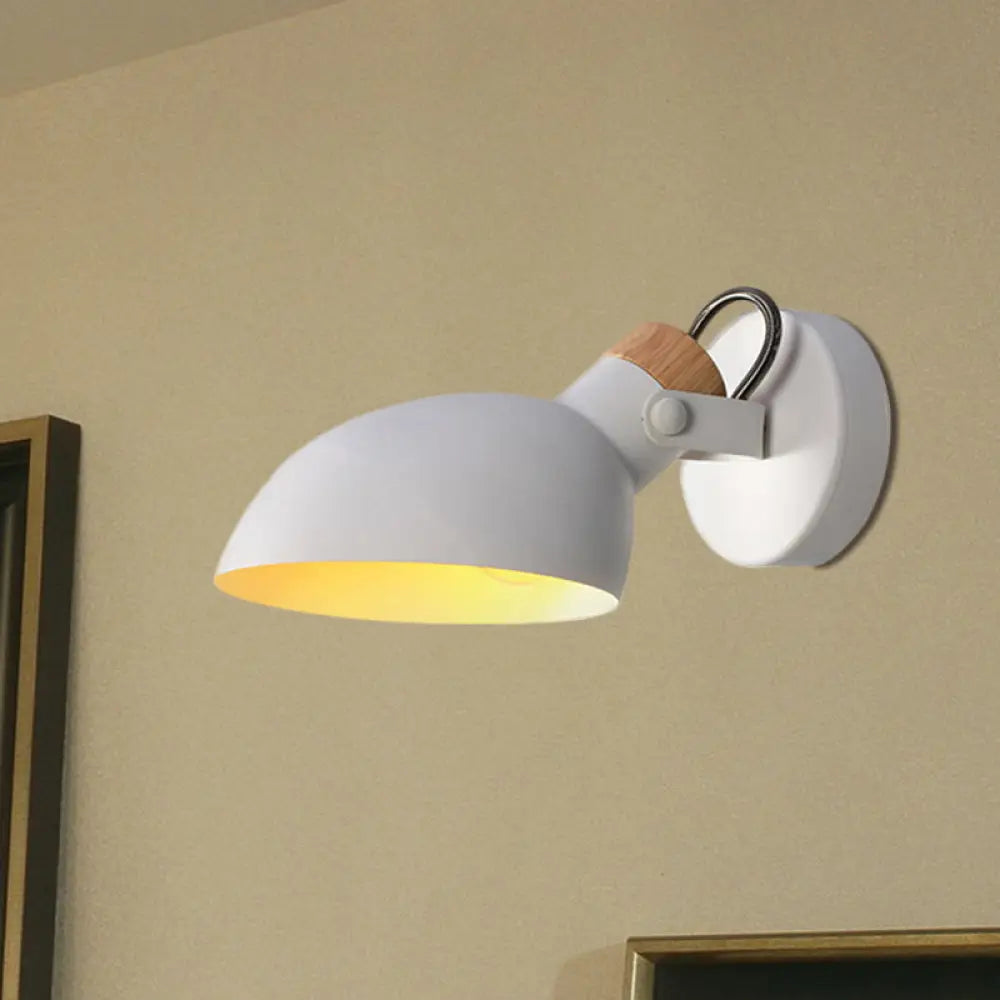 DecorBites™ Contemporary Metallic Wall Sconce Light - 1-Light Bowl Shade, Black/White Finish Wall Lamp for Bedroom