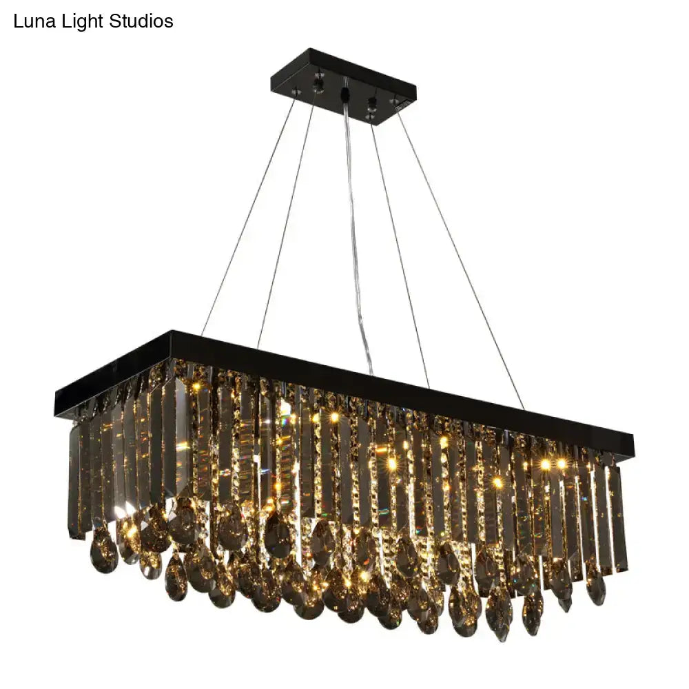 Country black and gold crystal island pendant light dining room