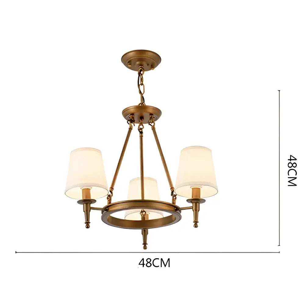 Country retro chandelier bronze pendant light dining room fabric shades