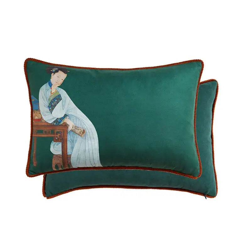 Court puppy print fringed pillow cover living room decor