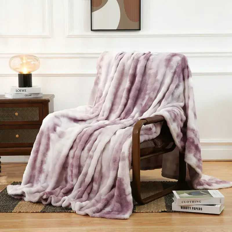 Cream fuzzy faux fur blanket bedroom and living room throw
