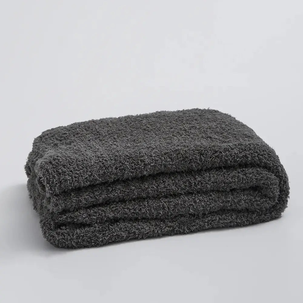 Cream knitted throw blanket bedroom ribbed plush microfiber quilt