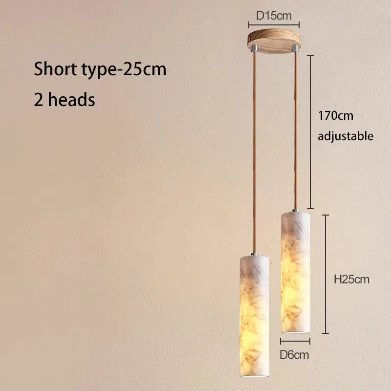 Cream marble cylinder pendant light for luxury bedroom and bar counter