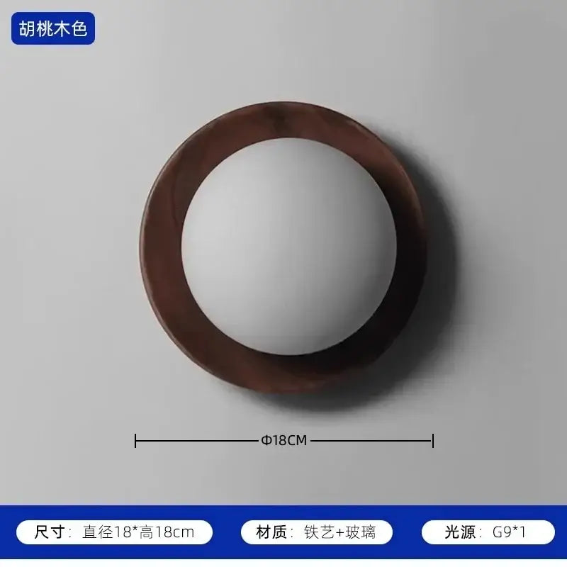 Cream wind dumplings wood and glass wall light for bedroom