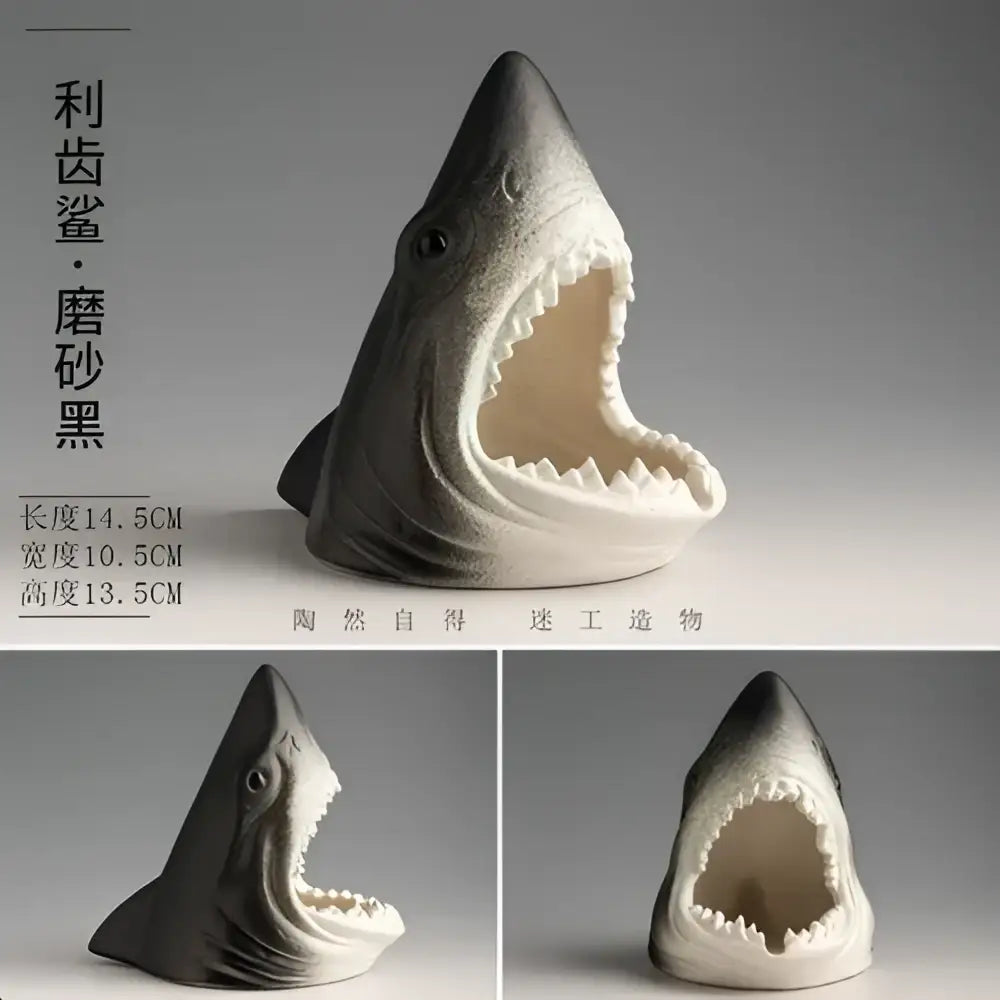 Creative blue & white shark storage ashtray living room decor