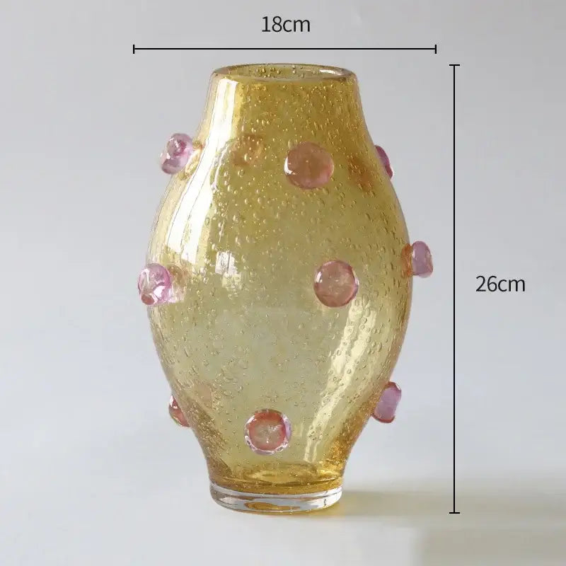 Creative bubble glass vase set blue & amber living room decor