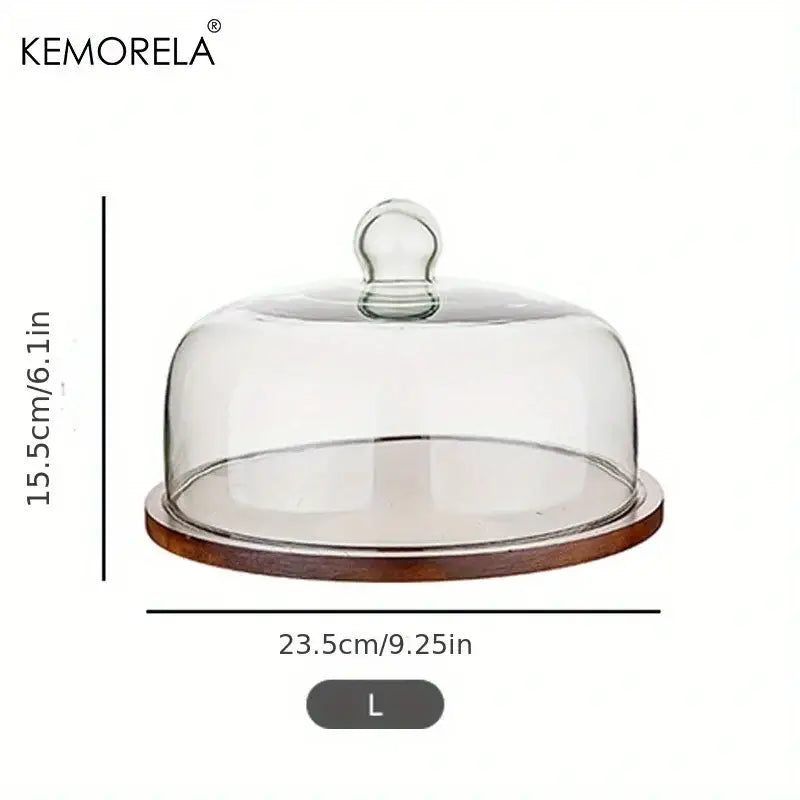 Creative wooden cake storage box with glass lid kitchen server