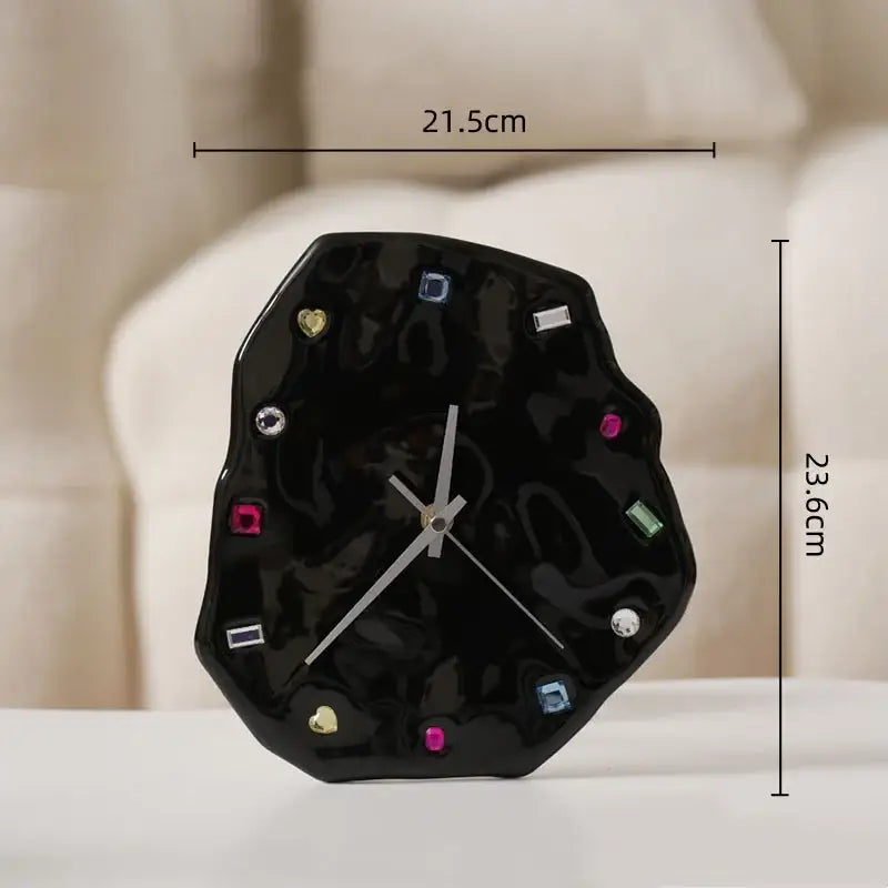 Crystal geometric black & white wall clock living room decor