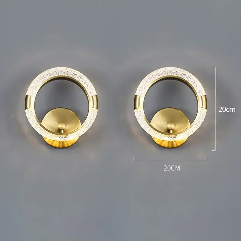 Crystal nordic wall sconce gold ring bedroom light