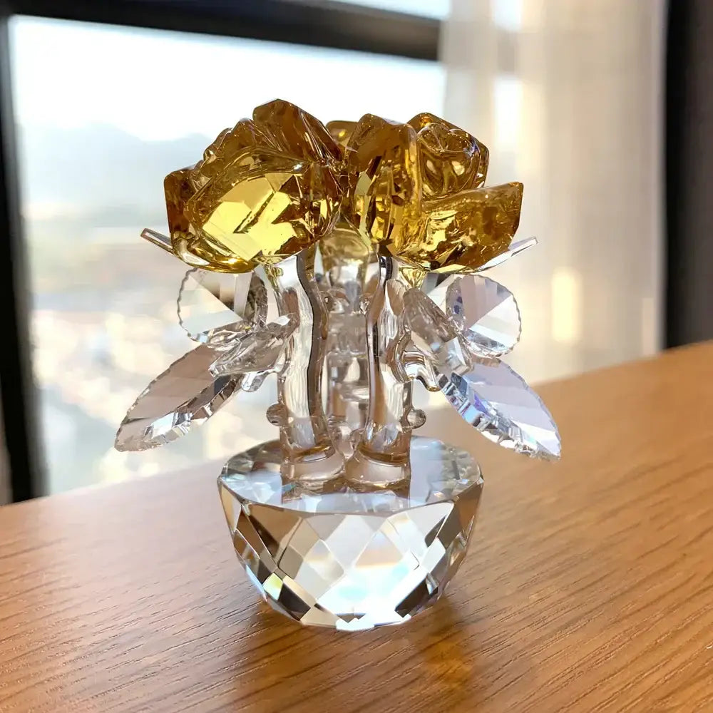 Crystal rose flower dreams glass paperweight bouquet bedroom decor