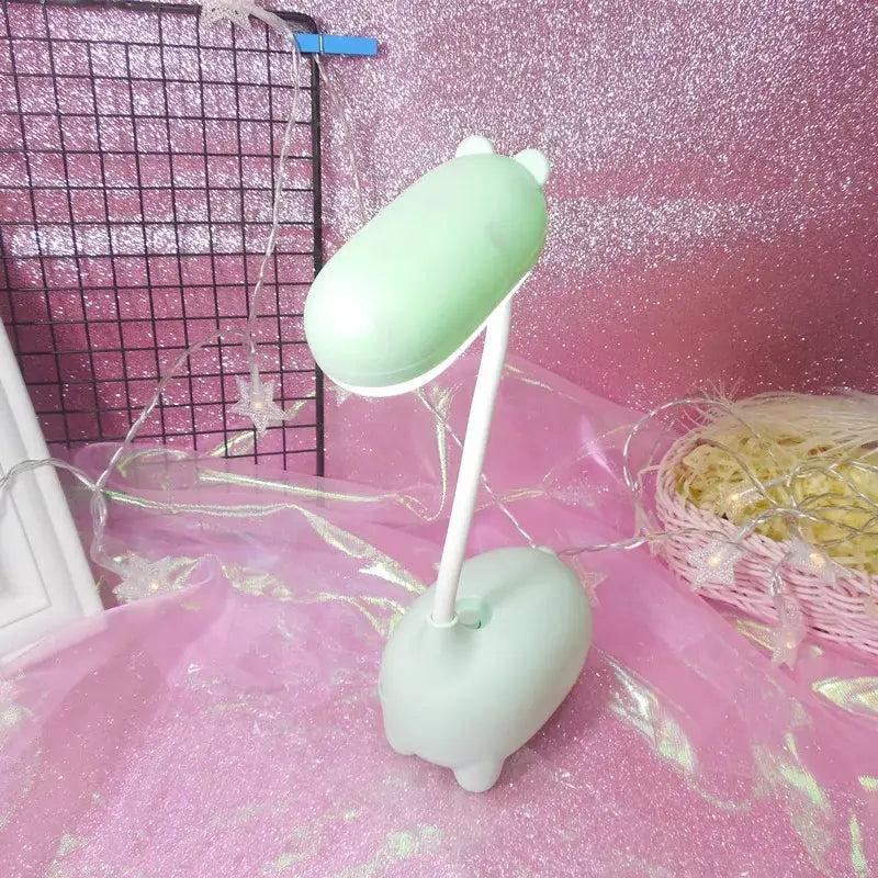 Cute pig elk night lamp pink white mint bedroom desk light