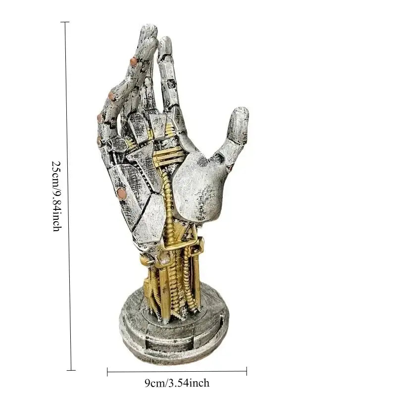 Cyberpunk silver & gold mechanical arm desktop stand gaming decor