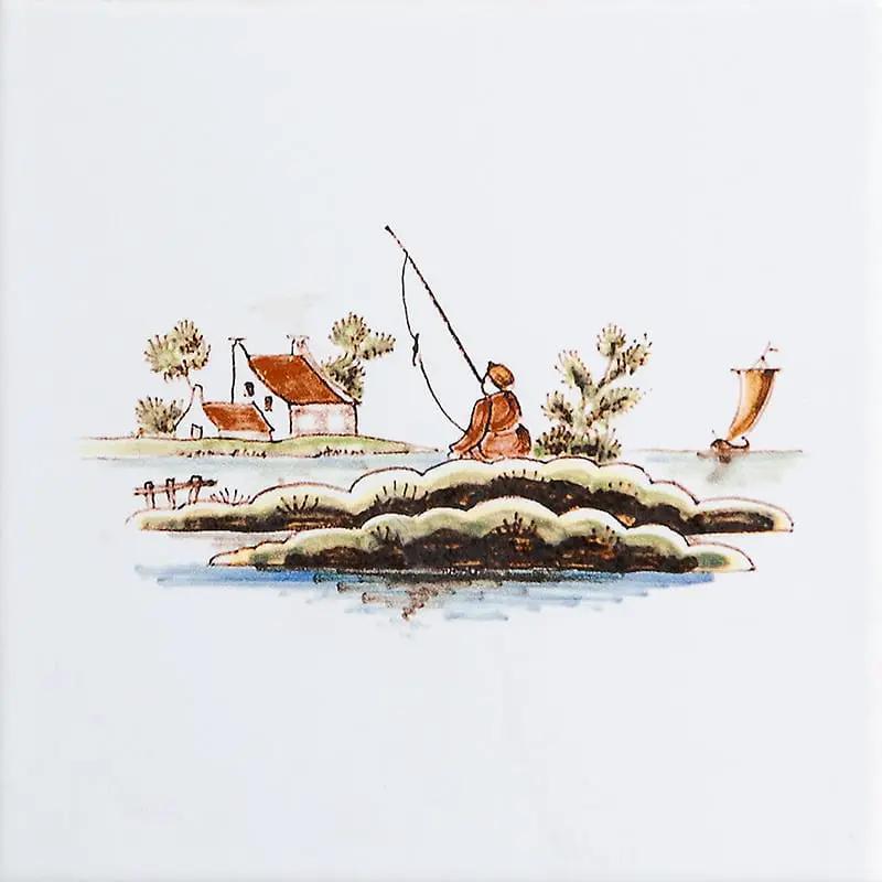 Day Off Glazed Delft Ceramic Tiles 6x6