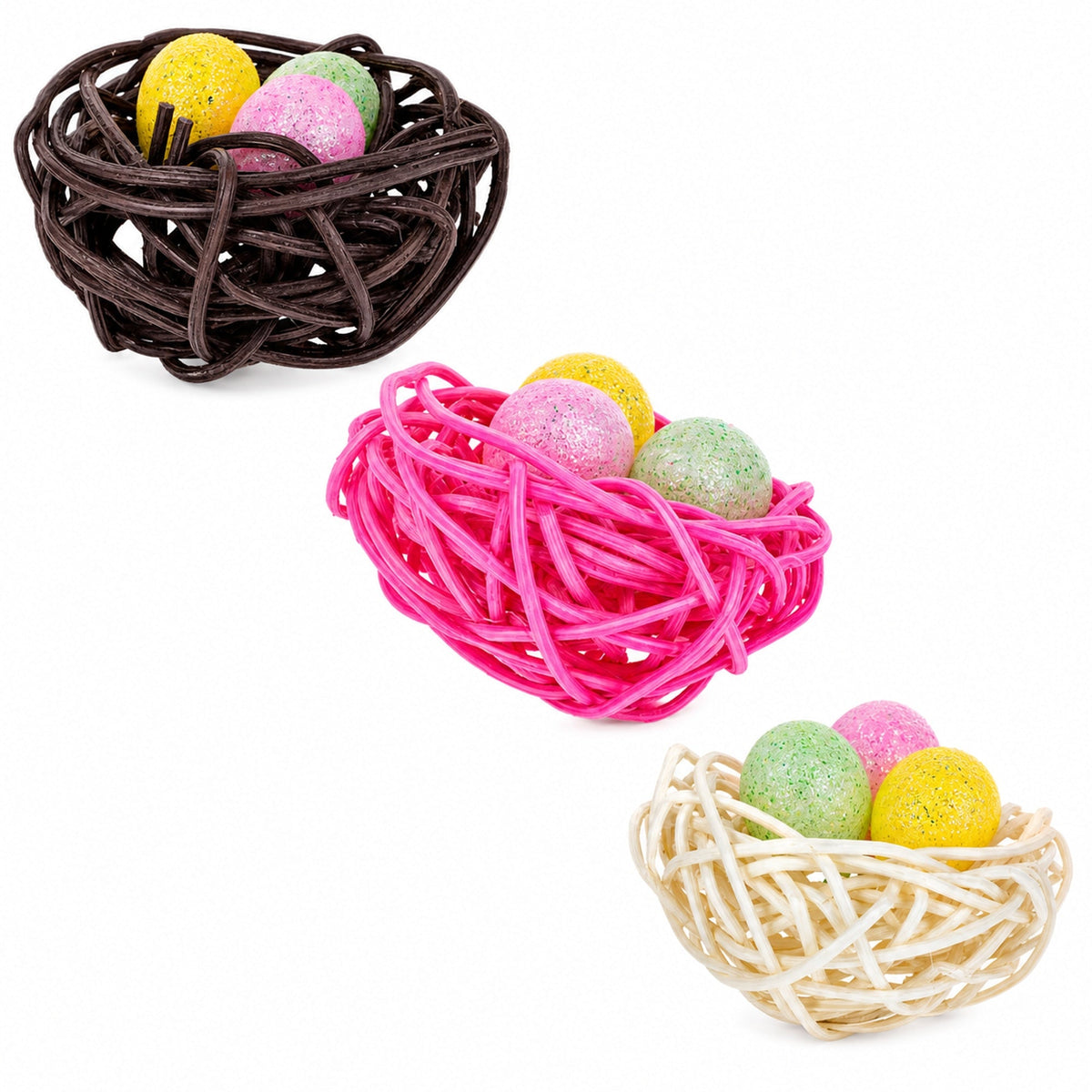 Set of 12 Glittered Foam Easter Ornaments in the Basket