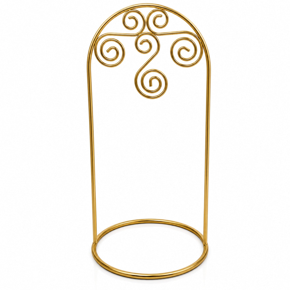 Gold Tone Metal Swirl Arch Ornament Stand Display 7.75 Inches