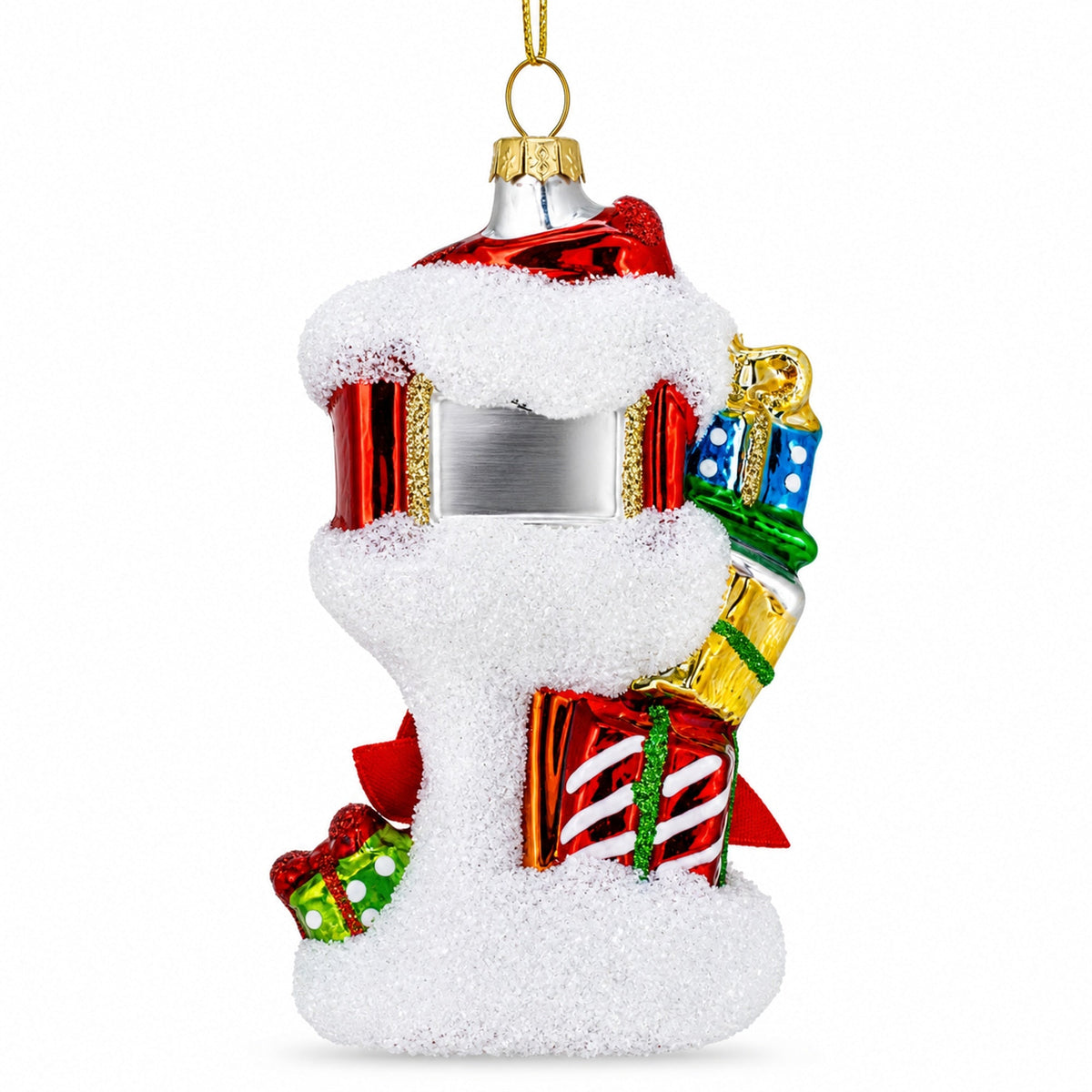 Santa Mailbox Glass Christmas Ornament