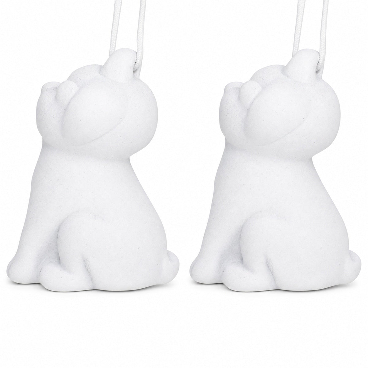 Set of 2 Blank Unfinished White Plaster Dog Christmas Ornaments DIY Craft 3.25 Inches