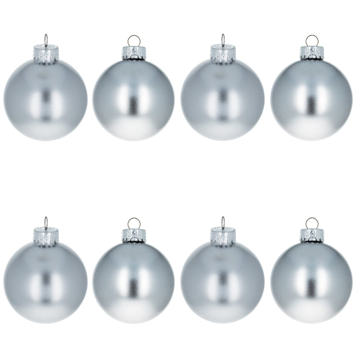 Set of 8 Shiny Silver Glass Christmas Ball Ornament DIY Craft 2.6 Inches