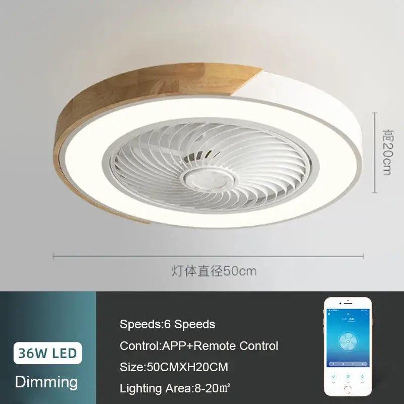 Modern wood & black ceiling fan light bedroom led fan